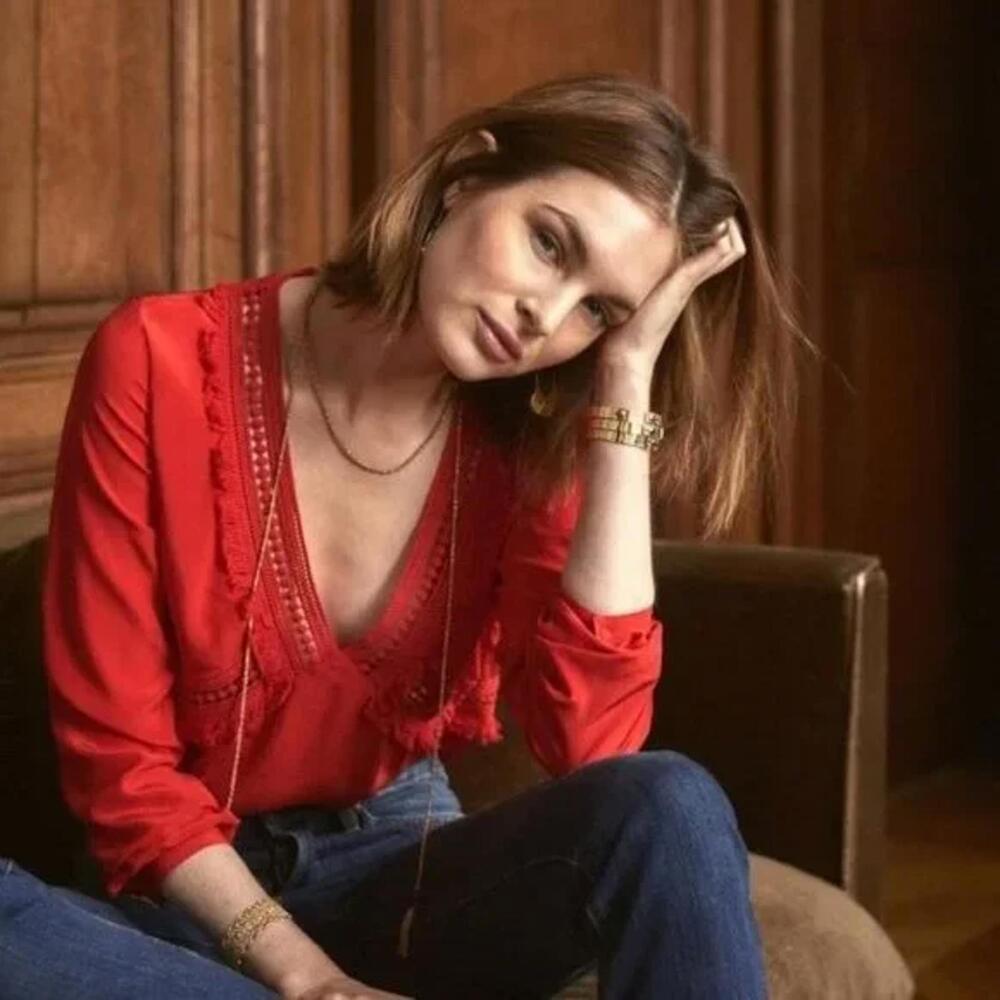 Sezane Zora Lace Silk Blouse in Red Size 36 US 4